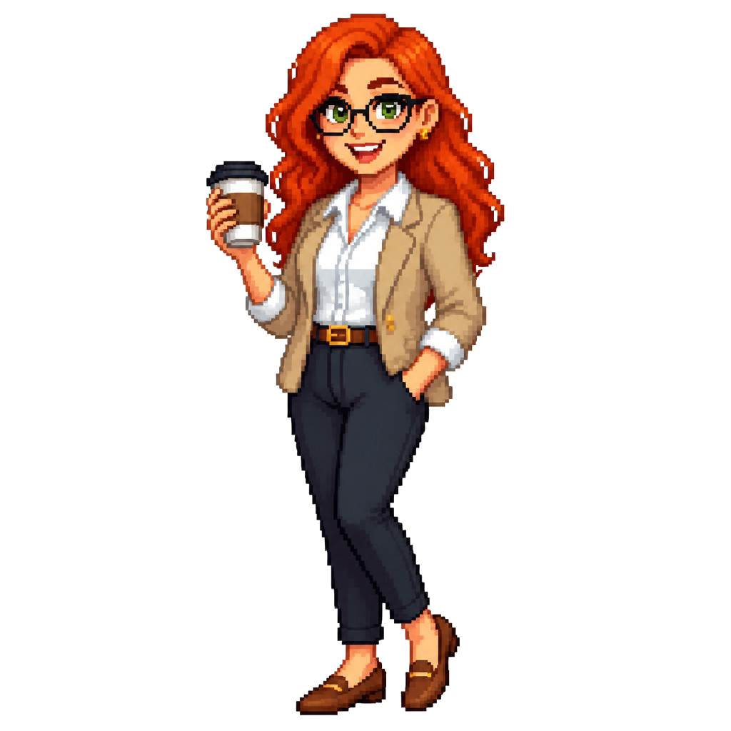 roodharige vrouw met een koffie in de hand